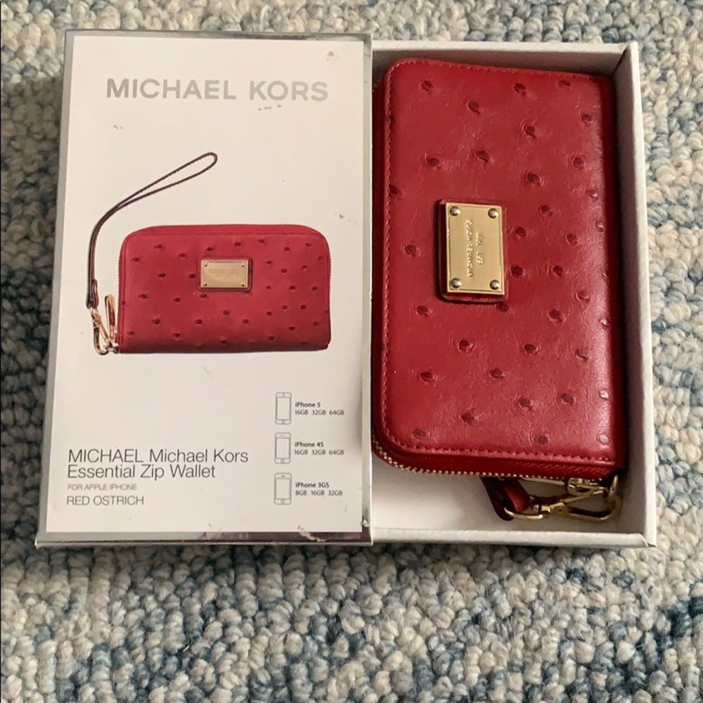 Michael Kors essential zip wallet - red ostrich